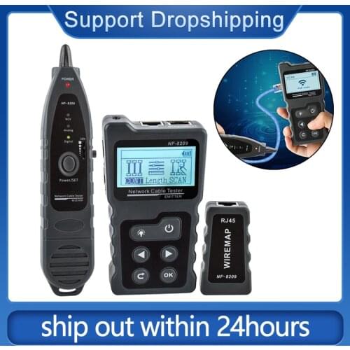 NOYAFA NF-8209 LCD Display Measure Length Lan Cable POE Wire Checker Cat5 Cat6 Lan Test Tool Scan Cable Wiremap Tester