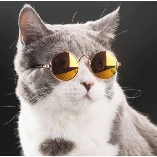 Pet Products Lovely Vintage Round Cat Sunglasses Reflection Eye wear glasses For Small Dog Cat Pet Photos Props Accessories