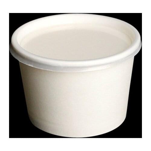 50pcs Disposable fried yogurt cup ice cream small paper cup 230ml 270ml white round dessert cake food packing cup with lid