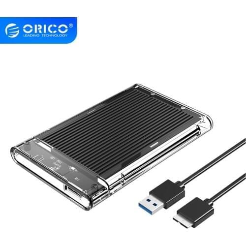 ORICO HDD Case SATA to USB3.0 USB3.1 Gen1 Transparent Hard Drive Enclosure for HDD SSD Disk 5Gbps HD 2.5 Inch External HDD Box