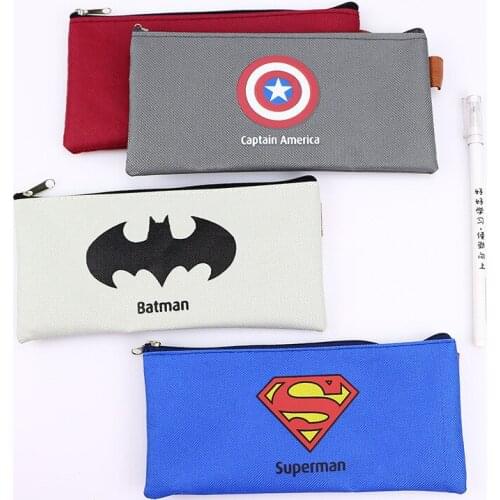 Kawaii Superhero Canvas Pencil Case Creative Oxford cloth Student Zipper Pencil Bag Office School Supplies Stationery Cute Gifts