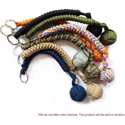 Portable Outdoor Self-defense Survive Hanging Knot Ball Hand Weaving Umbrella Rope Body Ball Key Chain Pendant