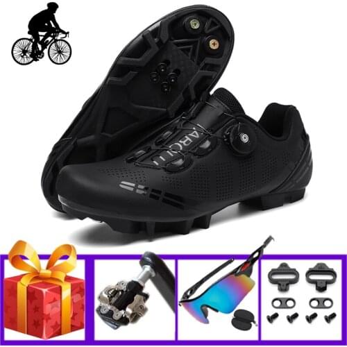 Professional Cycling Shoes Unisex Triatlon Mountain Bike Sneakers Add Pedals And Sunglasses Self-locking Breathable Flat Shoes