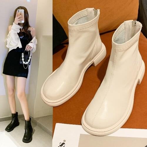 Luxury Brand Women Block High Heels Ankle Boots 2021 Winter Female Square Toe Chelsea Boots High Quality Short Boots Zipper