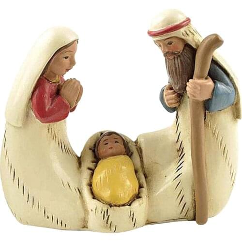 Nativity Crib Figures Figurine Birth Jesus Scene Christ Decorations Home Hand Painted Craft Christianity Figurine Sculpture