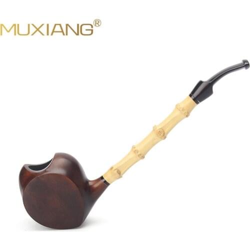 RU-MUXIANG Handmade Wooden Pipes Smoking Briar wood Straight/Bent Type Pipes Smoke Tobacco Dismountable Handle Pipe aa0362s