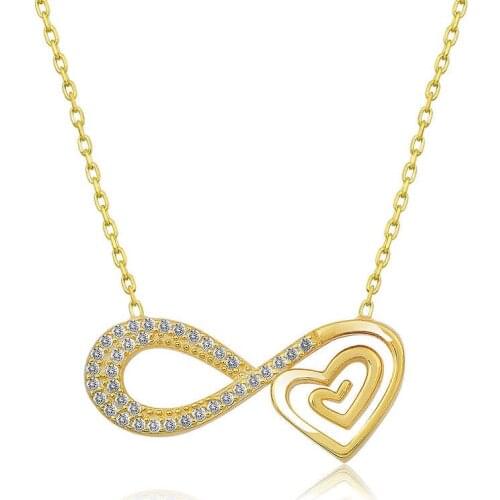 Silverlina Sterling Silver Heart Infinity Necklace