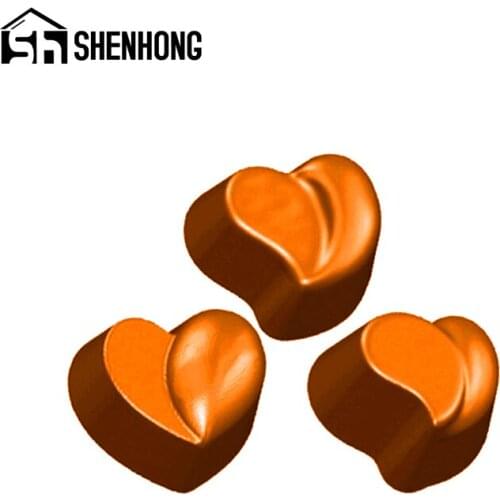 SHENHONG Polycarbonate Chocolate Moulds 3D Heart Shape Candy Molds Lover Wedding Confectionery Dessert Bake Tray Pastry Tools
