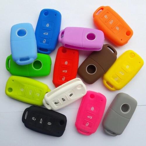 Silicon Flip Remote FOB Case Key Holder For VW POLO Golf 4 MK5 6 Jetta Passat B5 B6 Bora Beetle Tiguan 3 Button Car Key