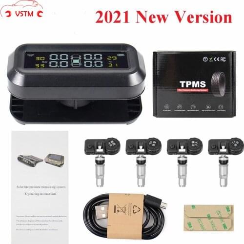 TPMS Tire Pressure Monitoring System Solar Power Digital TMPS LCD Display USB Auto Security Alarm Tire Pressure Sensor