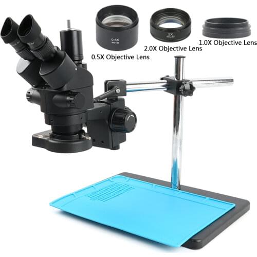 3.5X 7X 45X 90X Industrial Lab Simul-focal Stereo Microscope Trinocular Microscope Set For PCB Soldering Repair
