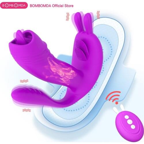 Tongue Licking Vibrator 10 Mode Vibrating Dildo Anal Vagina Clitoris Stimulator Wearable Oral Sex Toys for Women Erotic Sex Shop