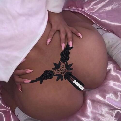 Women Sexy Lace String Panties Black Butterfly Hollow Bow Cute Thongs Lady Seamless Crotch Briefs 2021 Underwear Lingerie