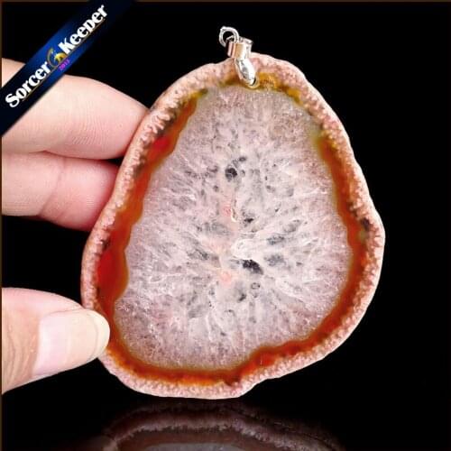 High Quality Natural Crystal Cluster Gem Stone Jewelry Polished Faceted Agates Slice Beads Pendant Necklace for Women WS212