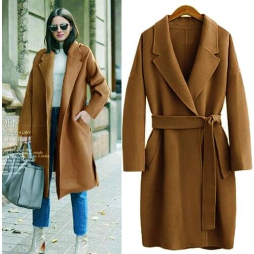 Women Wool Blend Coats Casual Solid Long Jackets Female Autumn Winter 2021 Outwears Loose StreetWear Women Clothing Woolen Coat
