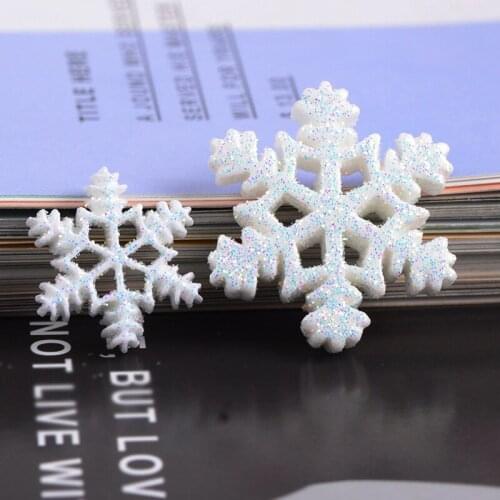 10pcs Resin Glitter Christmas Snowflake Diy Accessories Glove Hat Phone Case Deco Crafts Flatback Embellishments Scrapbooking