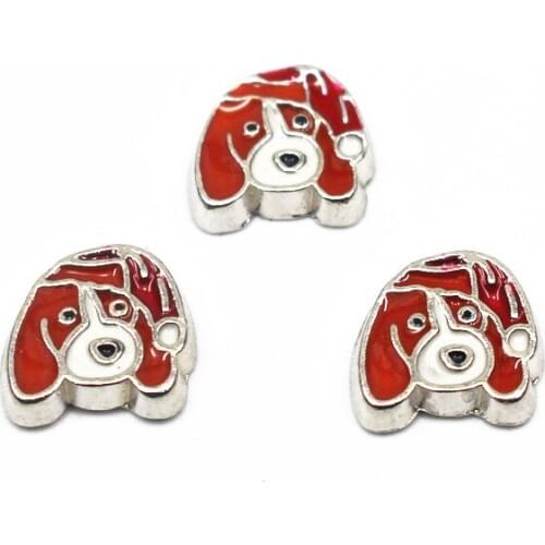 10pcs/lot Silver Christmas Dog Floating Charms For Living Glass Floating Lockets Bracelet DIY Jewelry Making