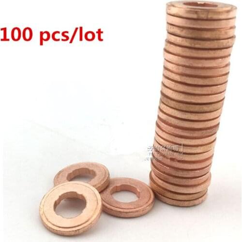 100pcs 7x15mm EURO-III common rail injector nozzle copper pad gasket for diesel injector sealing, diesel pump repair tool parts