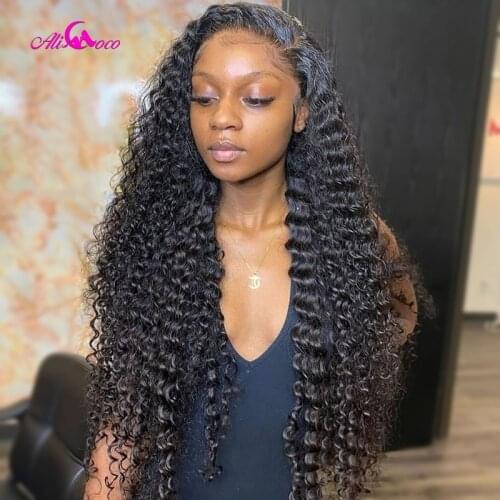 13x4 HD lace Frontal Deep Curly Wig Transparent 13X6 Curl Lace Front Human Hair Wigs For Women 4x4 Culry Lace Closure Wig