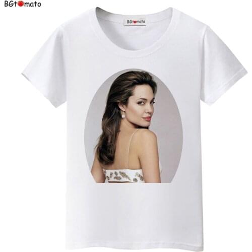 2021 Super star Angelina Jolie T shirt beautiful women popular fashion trend shirts Brand Good quality casual tops