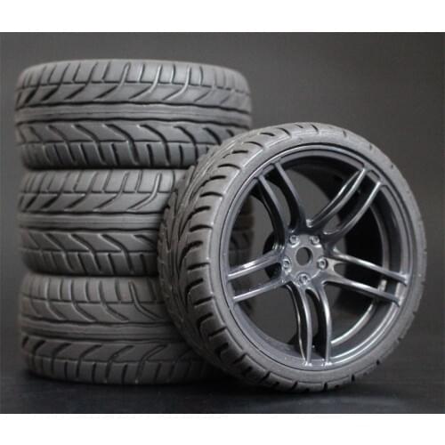 4pcs 1/10 On-Road Car Tires 26*64MM Plastic Wheel Rim Rubber Tyre 9065 for HSP Tamiya HPI Kyosho Sakura 94122 94123 D3 D4 tt02