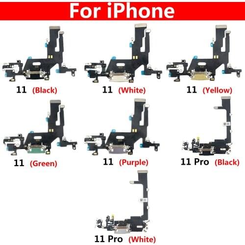 5Pcs/Lot，New USB Power Charging Connector Plug Port Dock Flex Cable For Iphone 11 Pro Max With Microphone Replacement Parts