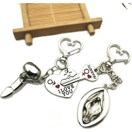 @Male Genitalia Key Chain,The Female Genital Key Chain, Lover Keychain,for Lovers Metal Sexy Dick Penis Keyring Woman Man Gifts
