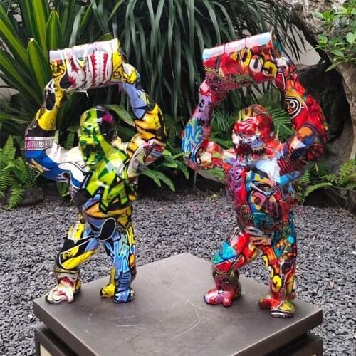 BIG MONKEY KING KONG HOME DECOR GORILLA SCULPTURE DECORATIVE WILD KONG OIL BARREL WITH CUFFS STATUE BIRTHDAY GIFT WEDDING R4669