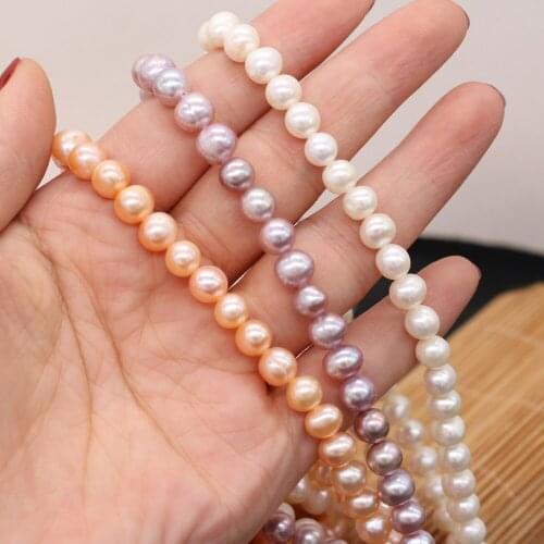 High Quality Natural Freshwater Pearl Potato Beads Purple White For Jewelry Making Bracelet Necklace Accessories Size 7-8mm