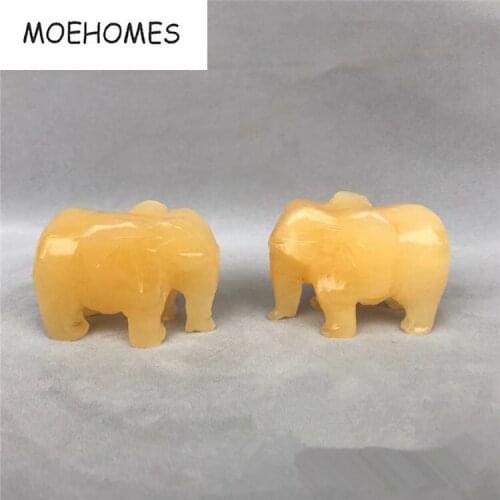 Chinese M topaz jade carving a pair of feng shui elephants to ward off bad luck statues home decoration