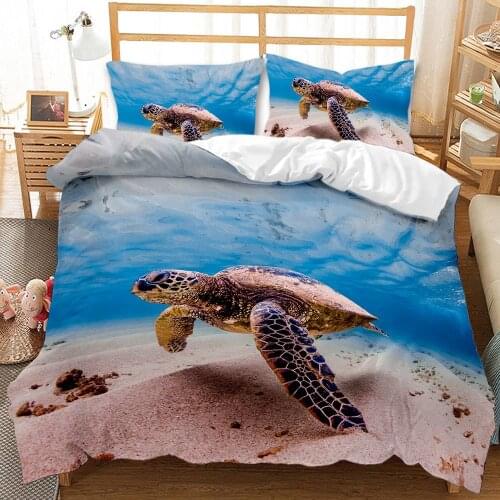 3D printing marine life series 100% polyester Bedding Set Deluxe three piece pillowcase quilt cover