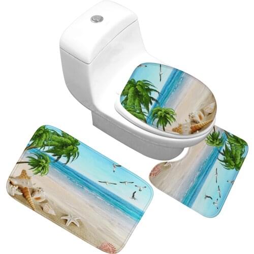 3Pcs Bathroom Mats Toilet Rug Non-slip Bathroom Rug Floor Mats Absorbent Bath Shower Carpet Foot Mat Bathroom Carpet Washable