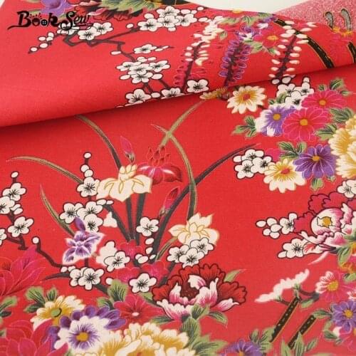 Booksew Linen Fabric Pretty Blossoming Winter Jasmine Printed Home Decoration Sewing Bag Curtain Cushion Table Cloth Crafts