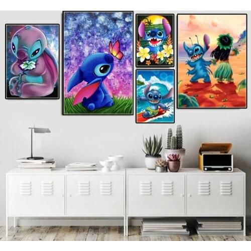 Disney Cute Cartoon Lilo & Stitch Canvas Posters Stitch Paintings and Prints Wall Art Pictures for Kids Home Room Decor Cuadros