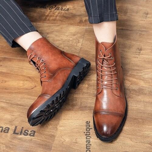 Big Size 38-48 Men Motorcycle Boots Punk ZSAUAN Autumn Knight High Top Street Men Boots PU Leather Dropshipping