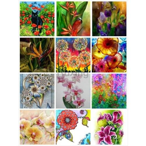 DIY Square drill Diamond Painting Animated flowers Cross Stitch Needlework Diamond Mosaic Embroidery Handicrafts Home Decoration