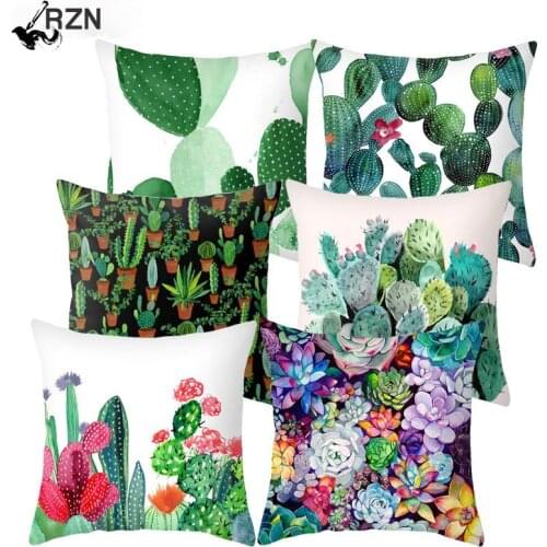 Cactus Succulent Plants Printed Cushion Cover Polyester Home Decor Bedroom Decorative Car Seat Throw Pillow Cover For Sofa