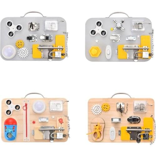 New Infant Busy Wall Hanging Toy Wooden Handmade Sensory Activity Board Montessori Early Education Busy Unlock Board Toy Gift