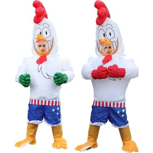 2021 New Rooster Inflatable Costume for Adult Fighting with Each Other Men Women Strike Costumes with Gloves for Cosplay Party