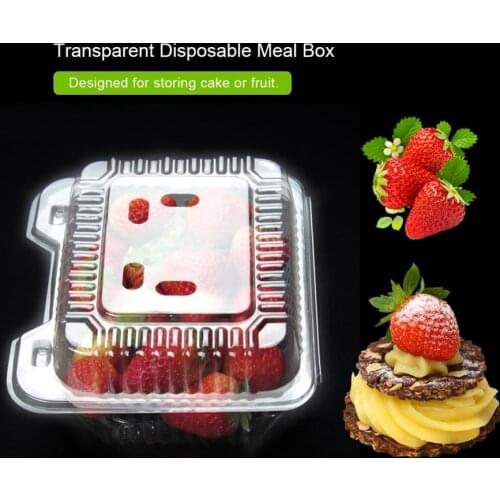 50pcs Disposable Box lastic Cake Boxes Transparent Disposable Meal Box Set for Cake Fruit Boxes Birthday Party Package Boxes