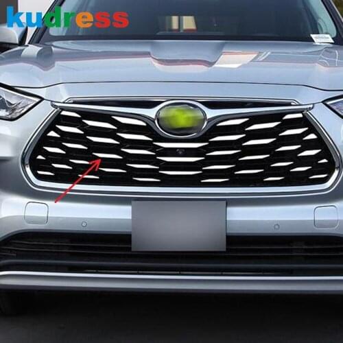 Front Grille Cover Trim For Toyota Highlander Hybrid 2021 2022 Stainless Steel Center Grills Strip Stickers Car Styling 41pcs