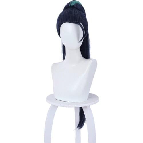 LOL KDA Daughter of the Void Kaisa Cosplay Wig Dark Blue Mixed Heat Resistant Synthetic Hair Halloween Party Wigs