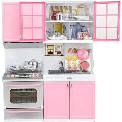 Xmas Gift Mini Kids Kitchen Toys Pretend Play Cooking Set Simulation Cooking Toy Fashion Cabinet Stove Girls Toy Birthday Gift