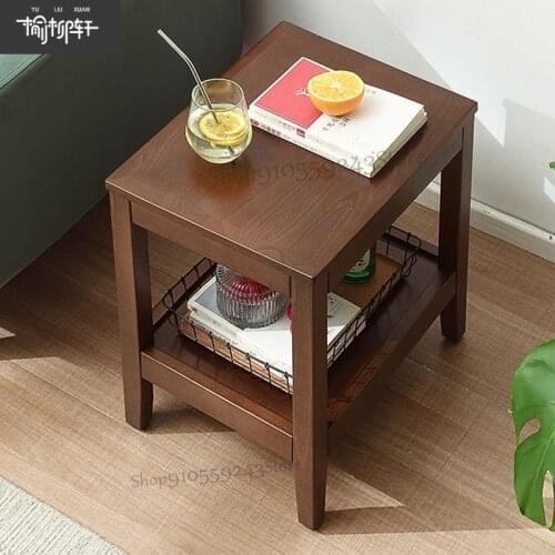 Simple Sofa Side Table Cabinet Small Table Living Room Balcony Corner Table Solid Wood Small Coffee Table Mini Home Bedside Tabl
