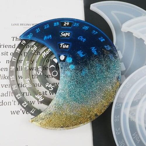 Crystal Epoxy Mold Calendar Hanging Plate Week Perpetual Calendar Listing Desktop Pendulum Table Hanging Jewelry Silicone Mold