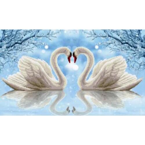 Needlework 3D Diy Cross-stitch Beautiful Swan Cotton embroidered DMC Thread Color Hand Embroidery Bedroom Adornment Picture k18