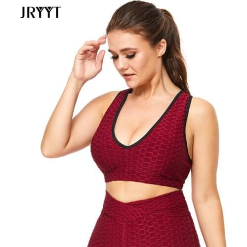 JRYYT Deep-V-Neck Crossed Shockproof Fitness Sports Bra Women Breathable Yoga Workout Tops Female Wireless Gym Running Bra 4XL