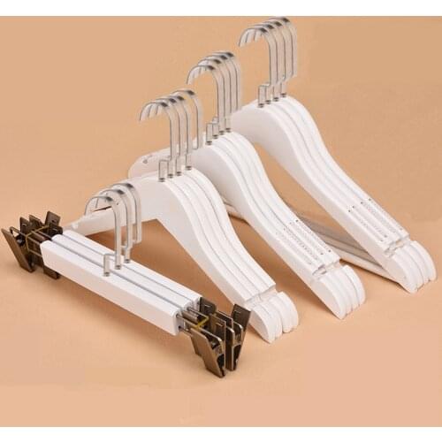 Sainwin 10pcs/lot 40cm white solid wood hanger hotel clothes store hangers baby non-slip wooden adult rack(30pcs can LOGO)