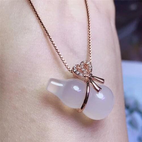 Jadery Fashion Charm 925 Sterling Silver Chain Women Necklace With Natural Chalcedony Pendants Necklaces Party Fine Jewelry 328