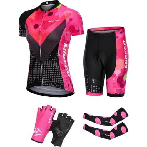 Womens Cycling Jersey Set Breathable Bike Uniform Ciclismo Feminino Summer Short Sleeve BMX Bicycle Team MTB Sportswear Suit